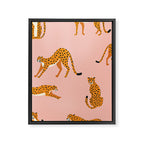 Cheetahs pattern on pink Framed Canvas Print Gallery Image 8