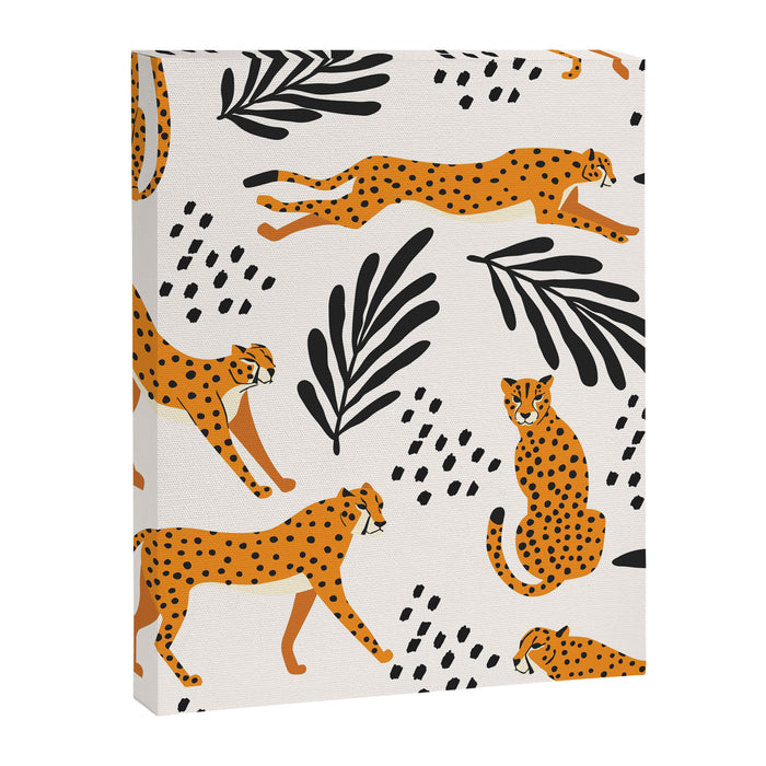 Cheetahs pattern on white Canvas Print Gallery Image 1