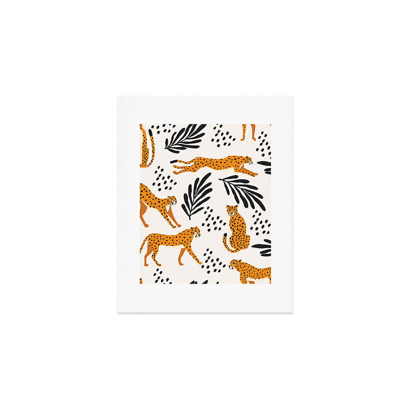 Cheetahs pattern on white Art Print Gallery Image 1