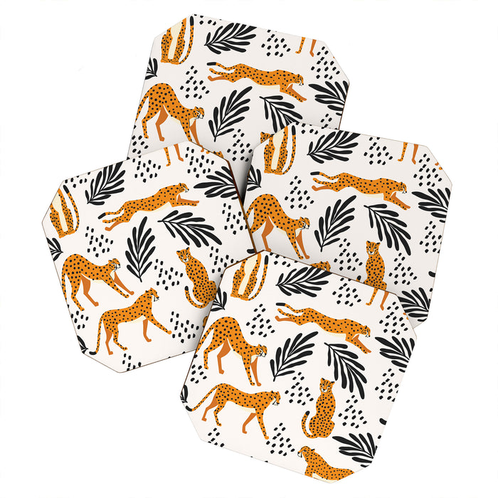 Cheetahs pattern on white Coaster Gallery Image 1