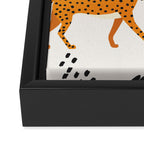 Cheetahs pattern on white Framed Canvas Print Gallery Image 3