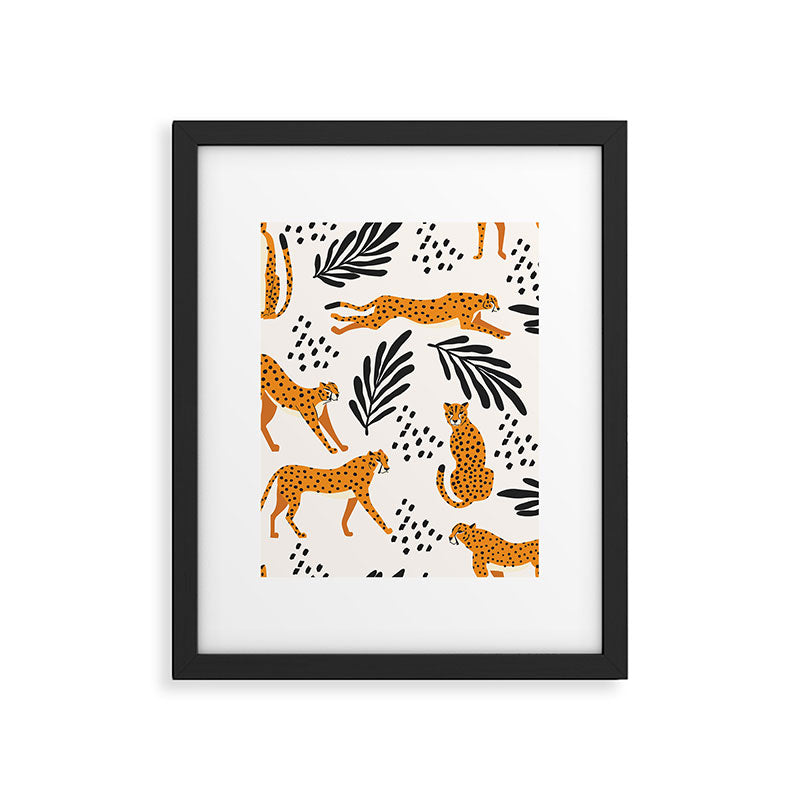 Cheetahs pattern on white Framed Art Print Gallery Image 6