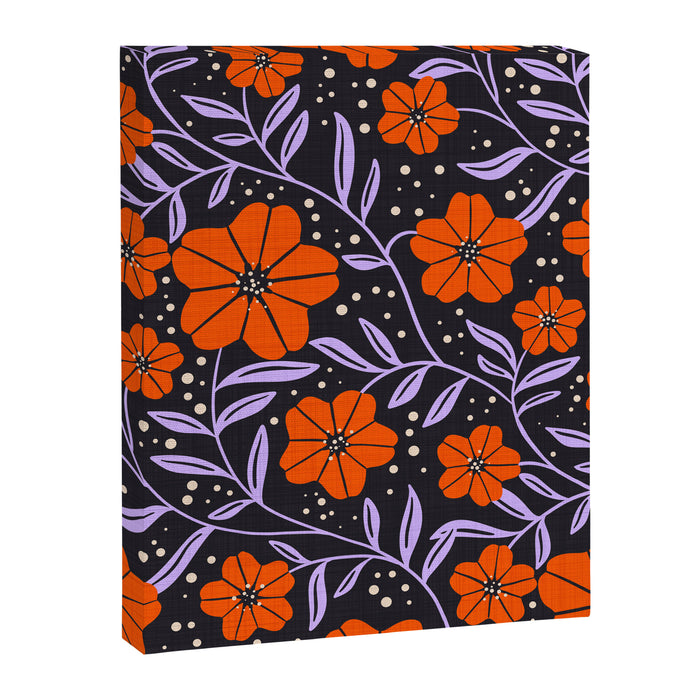 Floral Vine Tangerine Orange, Lavender Purple, Deep Purple, Modern Boho Home Decor Canvas Print Gallery Image 1
