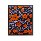 Floral Vine Tangerine Orange, Lavender Purple, Deep Purple, Modern Boho Home Decor Framed Canvas Print Gallery Image 8