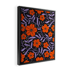 Floral Vine Tangerine Orange, Lavender Purple, Deep Purple, Modern Boho Home Decor Framed Canvas Print Gallery Image 2