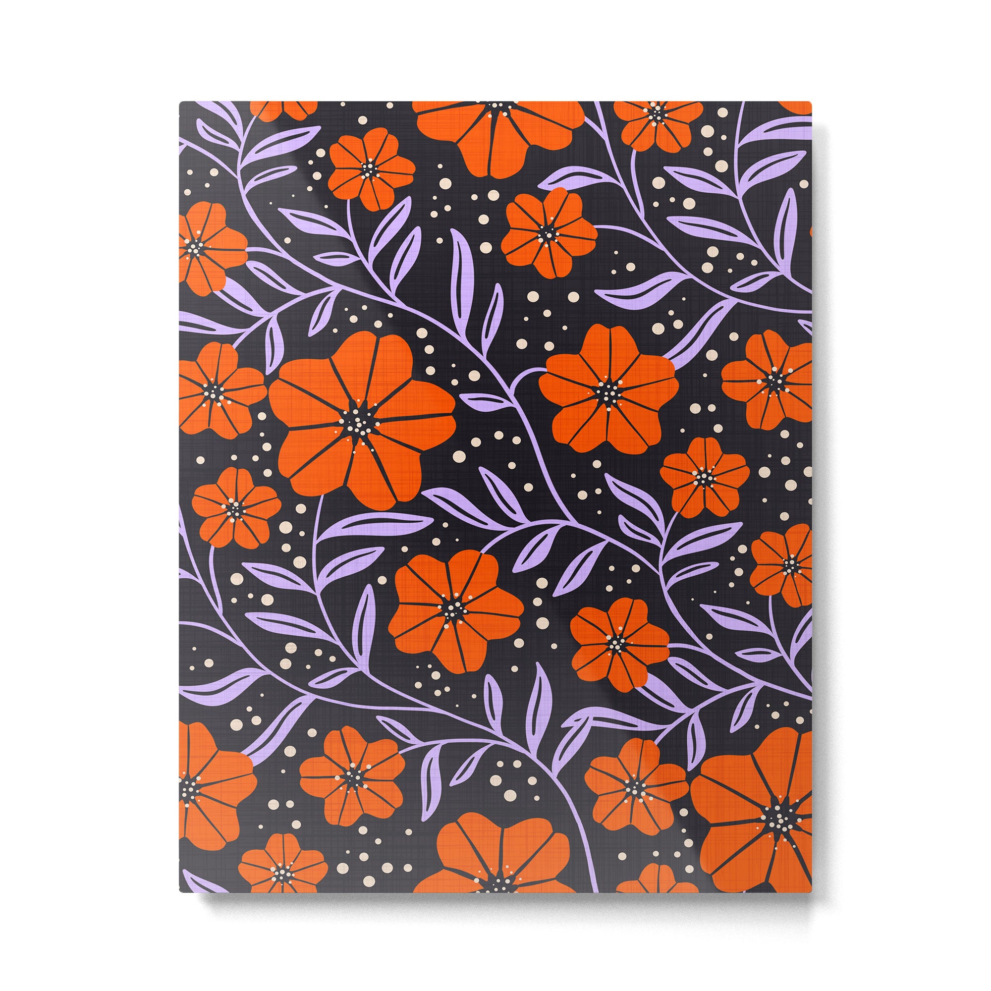 Floral Vine Tangerine Orange, Lavender Purple, Deep Purple, Modern Boho Home Decor Metal Print Gallery Image 6