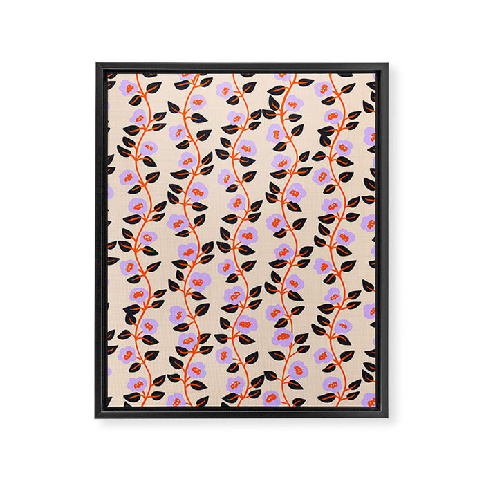 Floral Vine Toss Pink Lavender, Deep Purple, Cream Ivory, Elegant Home Decor Framed Canvas Print Gallery Image 1