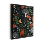 Full-Moon forest: Whimsical Woodland Nightscape with Deer and Moths Framed Canvas Print Gallery Image 2