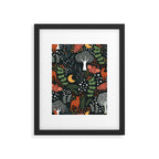Full-Moon forest: Whimsical Woodland Nightscape with Deer and Moths Framed Art Print Gallery Image 6