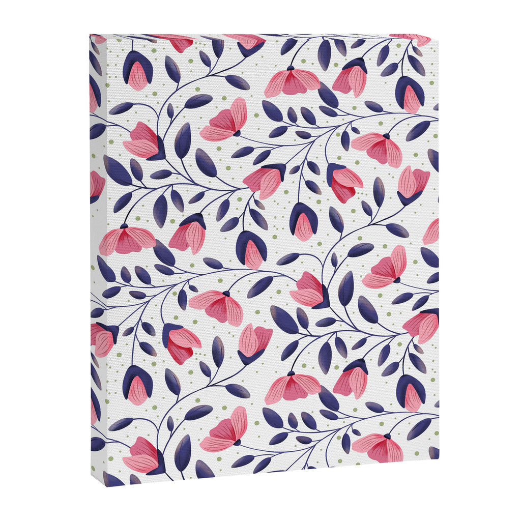 Pink and Blue Floral Tapestry, Poppy Seamless Pattern Canvas Print Gallery Image 8