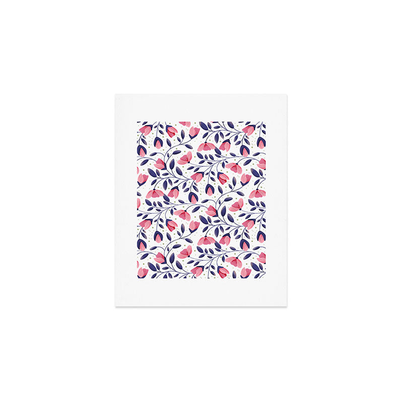 Pink and Blue Floral Tapestry, Poppy Seamless Pattern Art Print Gallery Image 1