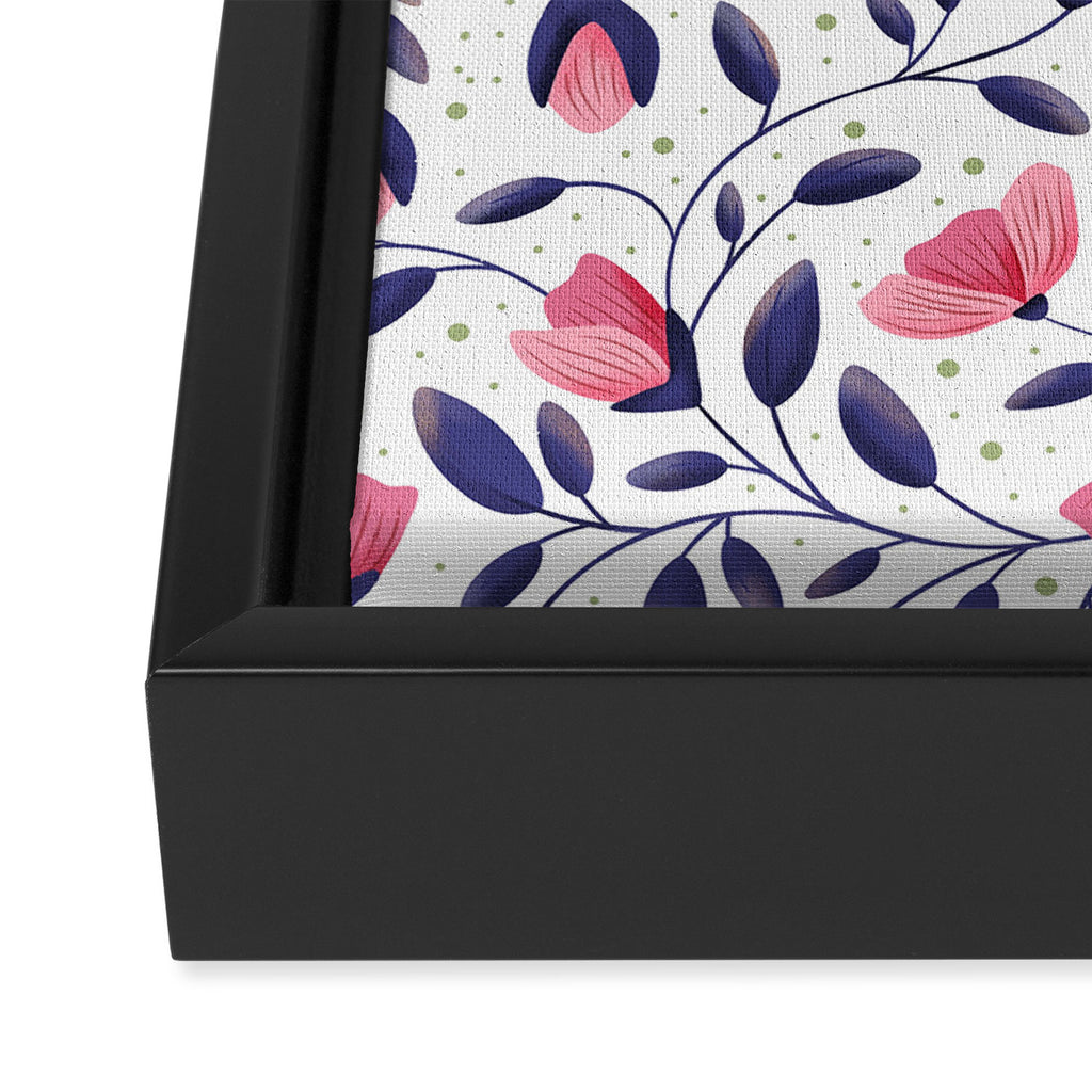 Pink and Blue Floral Tapestry, Poppy Seamless Pattern Framed Canvas Print Gallery Image 3