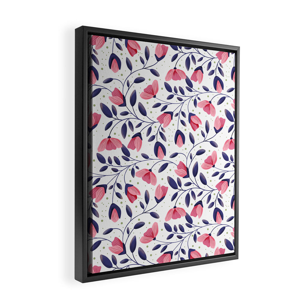 Pink and Blue Floral Tapestry, Poppy Seamless Pattern Framed Canvas Print Gallery Image 2