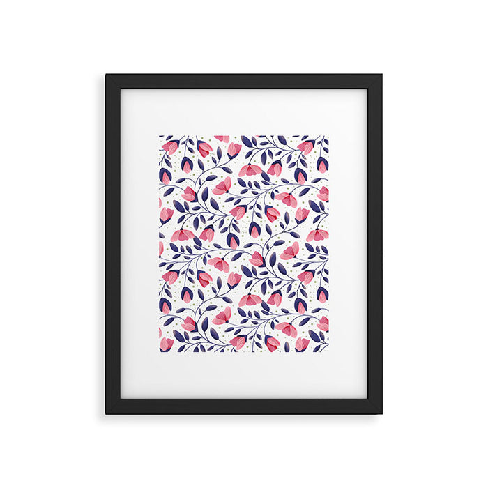 Pink and Blue Floral Tapestry, Poppy Seamless Pattern Framed Art Print Gallery Image 1
