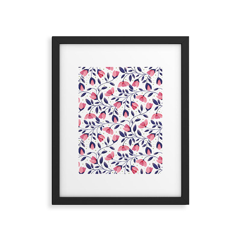 Pink and Blue Floral Tapestry, Poppy Seamless Pattern Framed Art Print Gallery Image 6