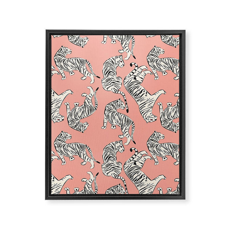 Pink Tiger Pattern 006 Framed Canvas Print Gallery Image 8