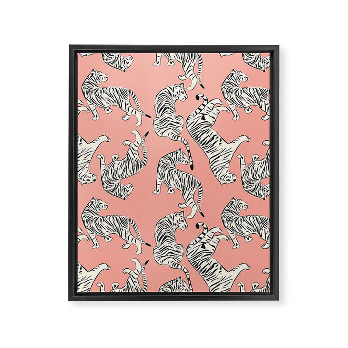 Pink Tiger Pattern 006 Framed Canvas Print Gallery Image 1