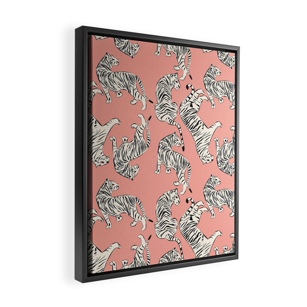 Pink Tiger Pattern 006 Framed Canvas Print Gallery Image 2