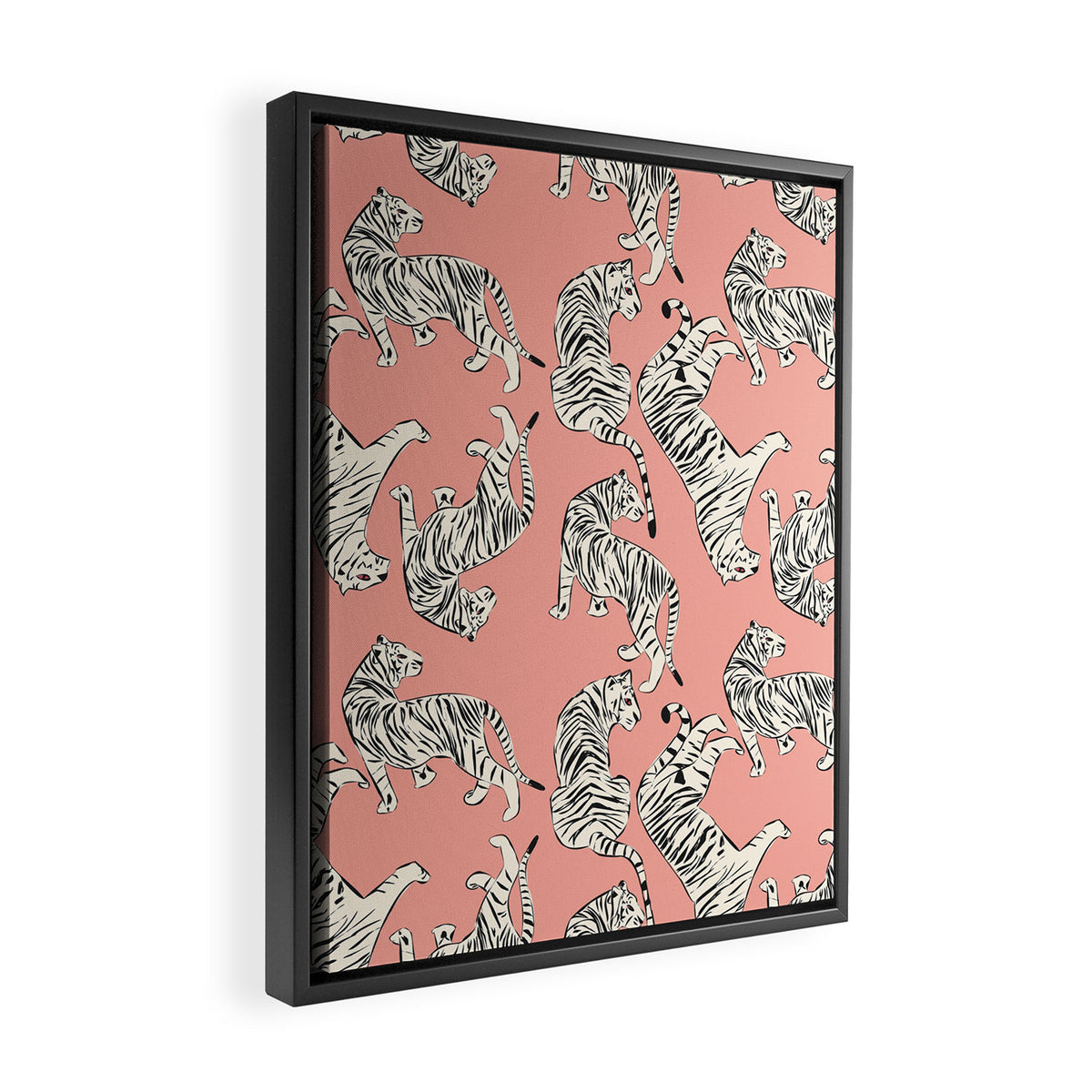 Pink Tiger Pattern 006 Framed Canvas Print Gallery Image 2