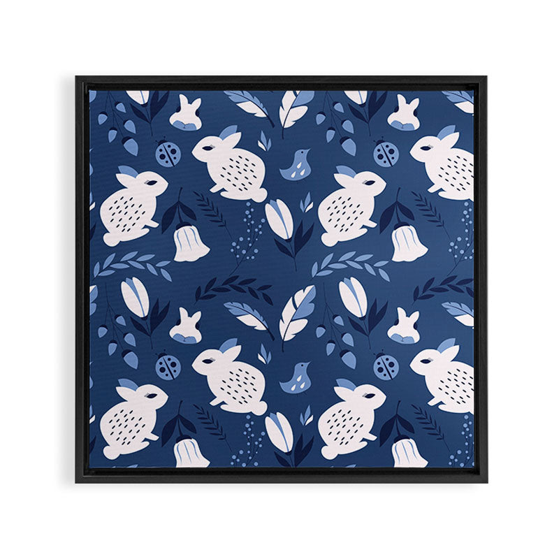 Rabbits and Flowers 003 Framed Canvas Print Gallery Image 3