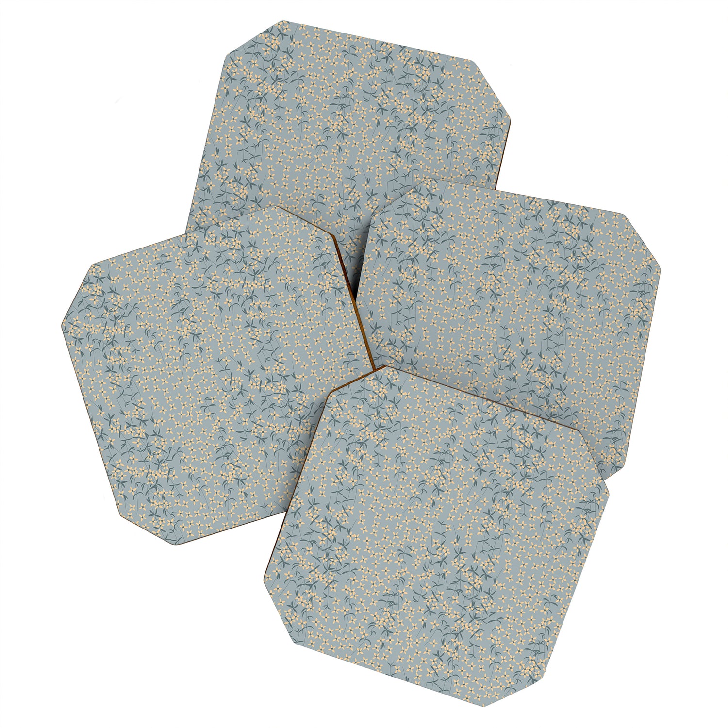 Seamless pattern design with hand drawn flowers and floral elements Coaster Gallery Image 1