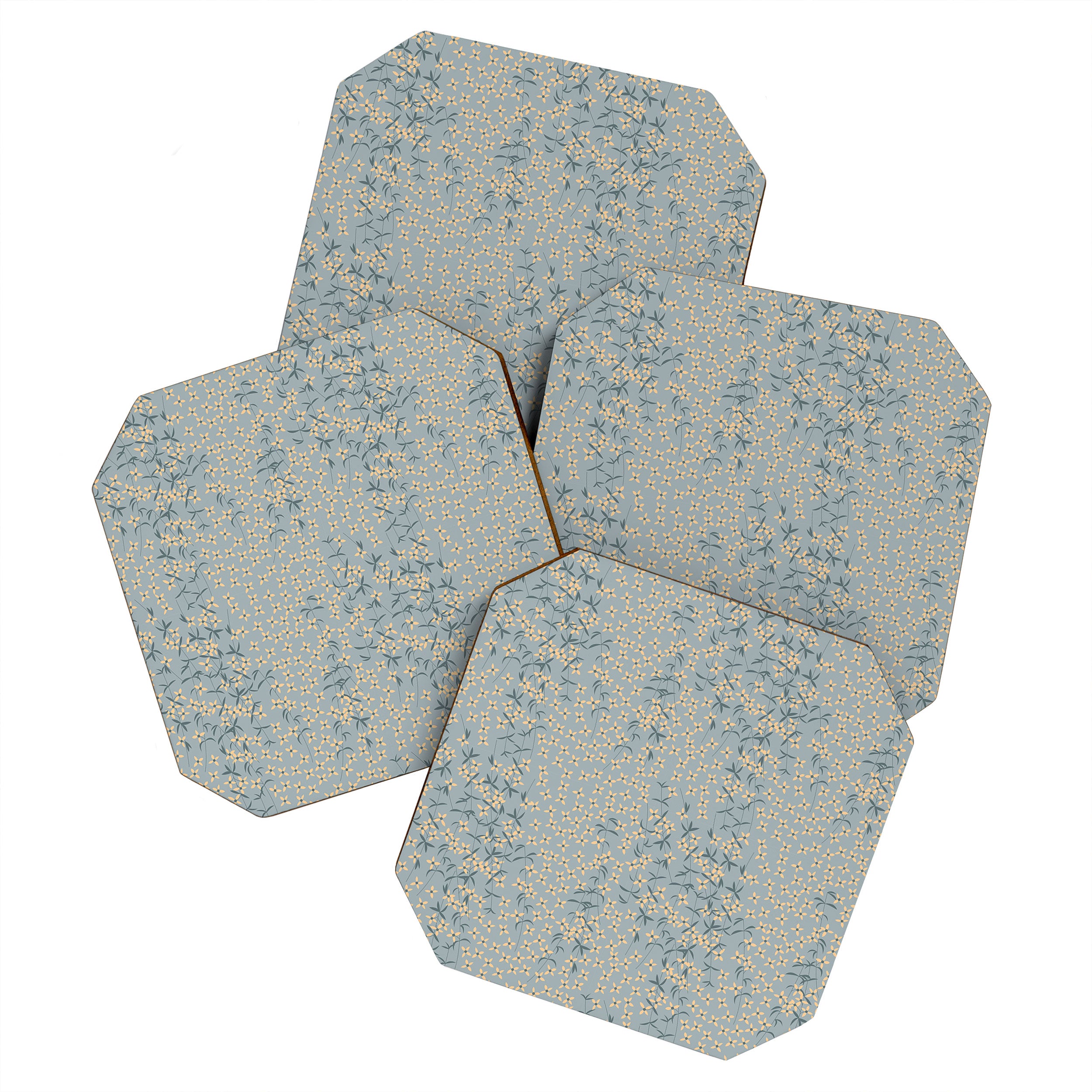 Seamless pattern design with hand drawn flowers and floral elements Coaster Gallery Image 1