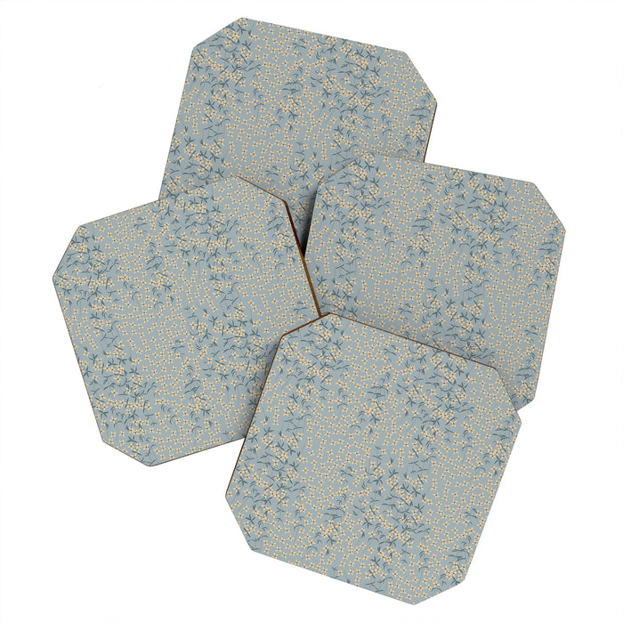 Seamless pattern design with hand drawn flowers and floral elements Coaster Gallery Image 1