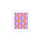 Wavy Lines Tangerine Orange, Lavender Purple, Bold Retro Modern Home Decor Art Print Gallery Image 1