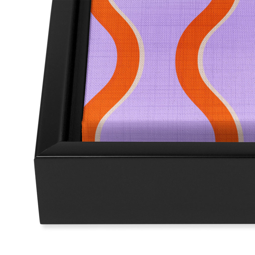 Wavy Lines Tangerine Orange, Lavender Purple, Bold Retro Modern Home Decor Framed Canvas Print Gallery Image 3