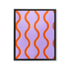 Wavy Lines Tangerine Orange, Lavender Purple, Bold Retro Modern Home Decor Framed Canvas Print Gallery Image 8