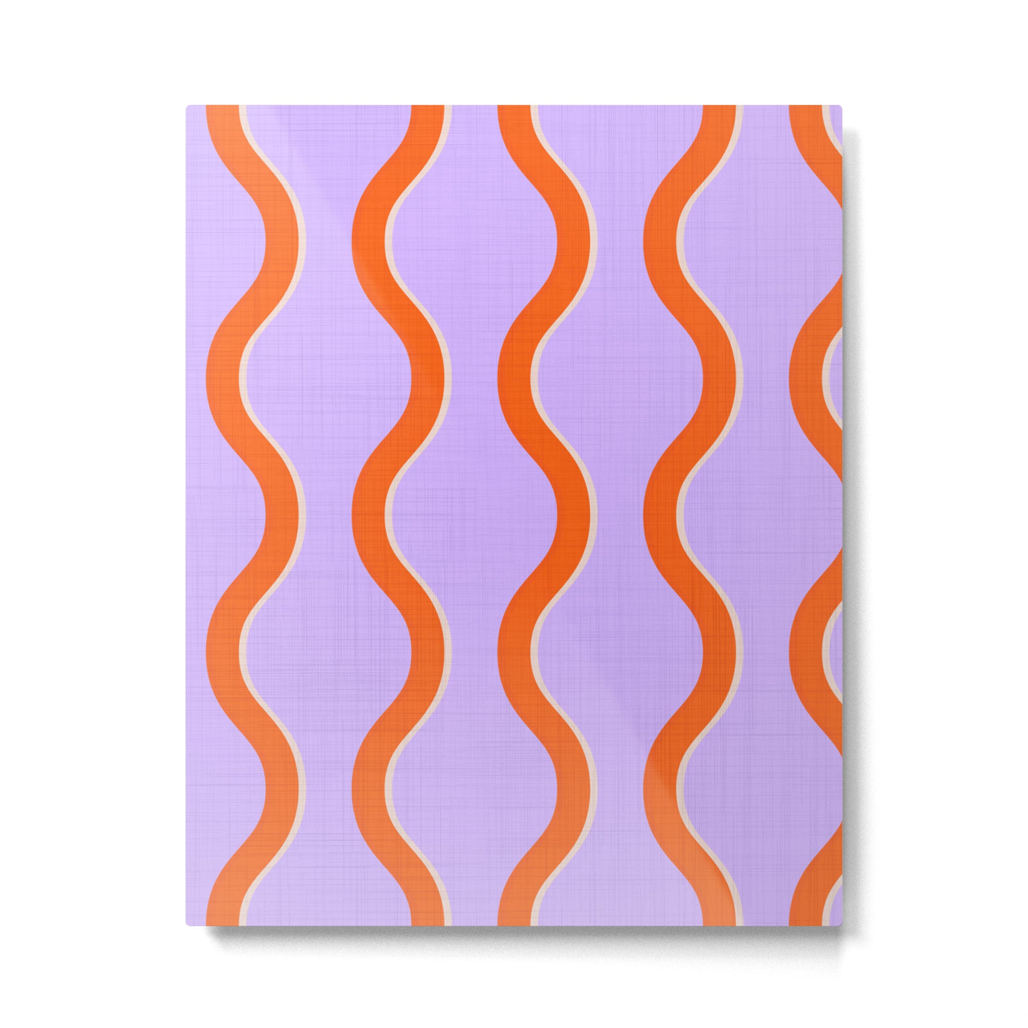 Wavy Lines Tangerine Orange, Lavender Purple, Bold Retro Modern Home Decor Metal Print Gallery Image 6