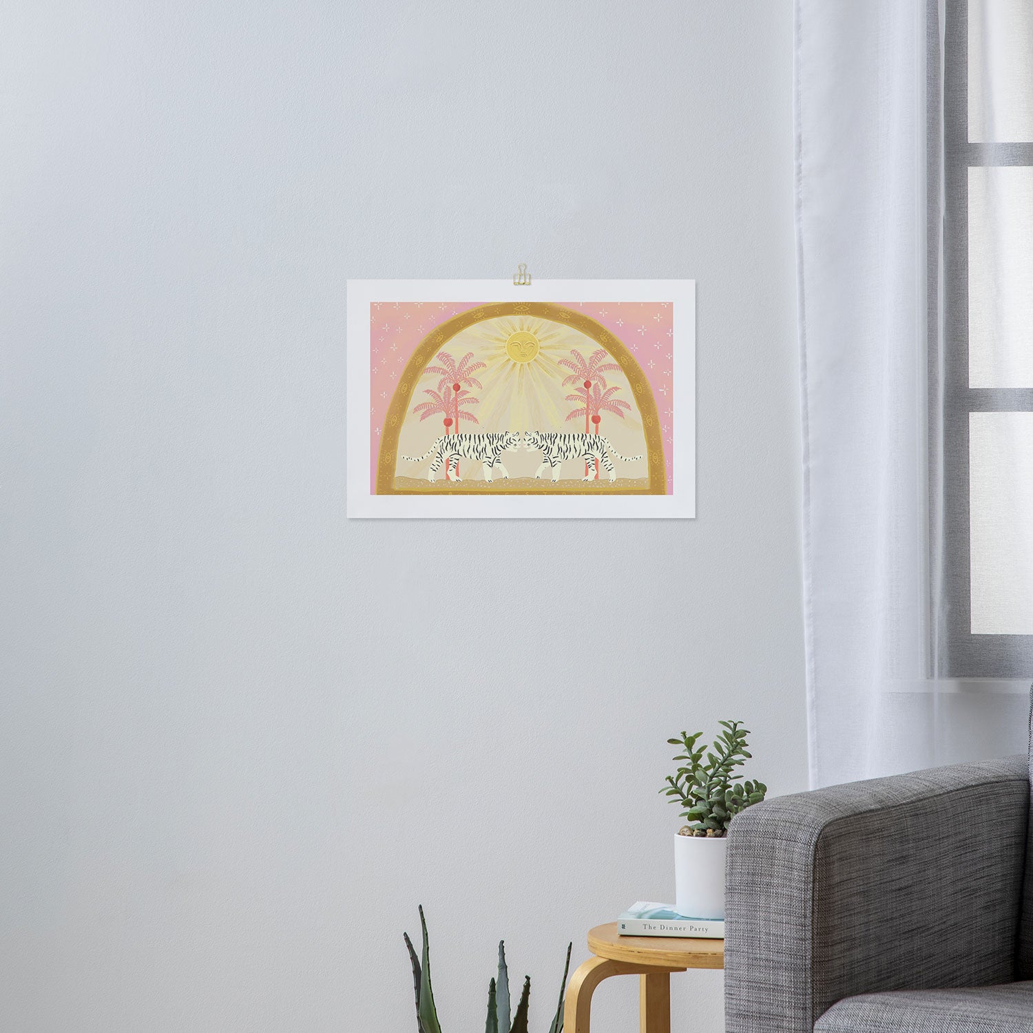 Pink Palm Tree Tigers Art Print Gallery Image 3
