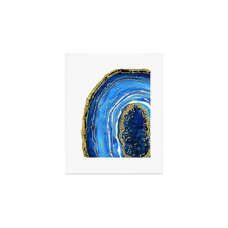 Cobalt blue and gold geode in watercolor (2) Art Print Gallery Image 1