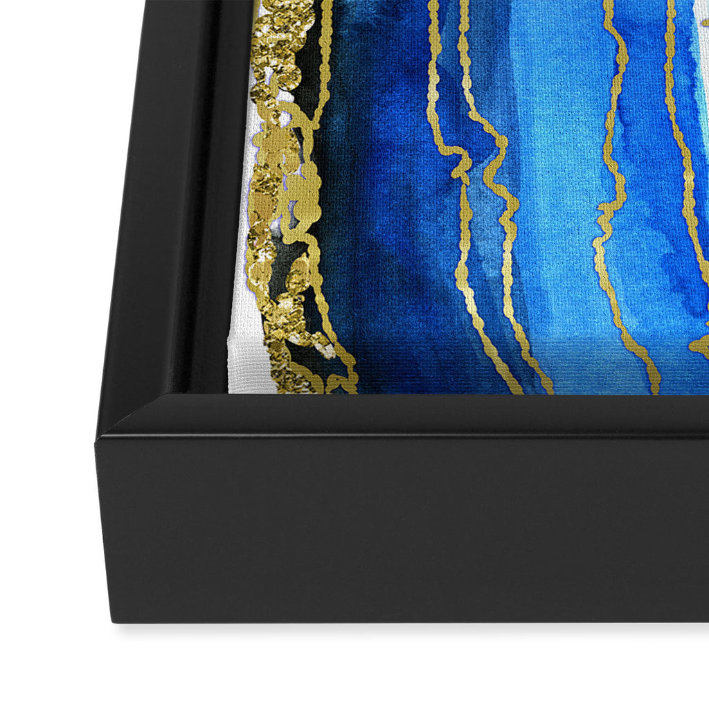 Cobalt blue and gold geode in watercolor (2) Framed Canvas Print Gallery Image 3