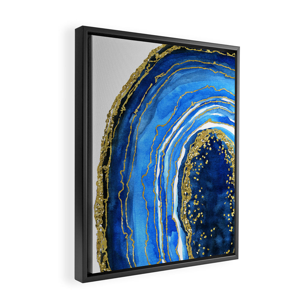 Cobalt blue and gold geode in watercolor (2) Framed Canvas Print Gallery Image 2