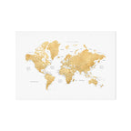 Gold world map with cities Art Print Gallery Image 1