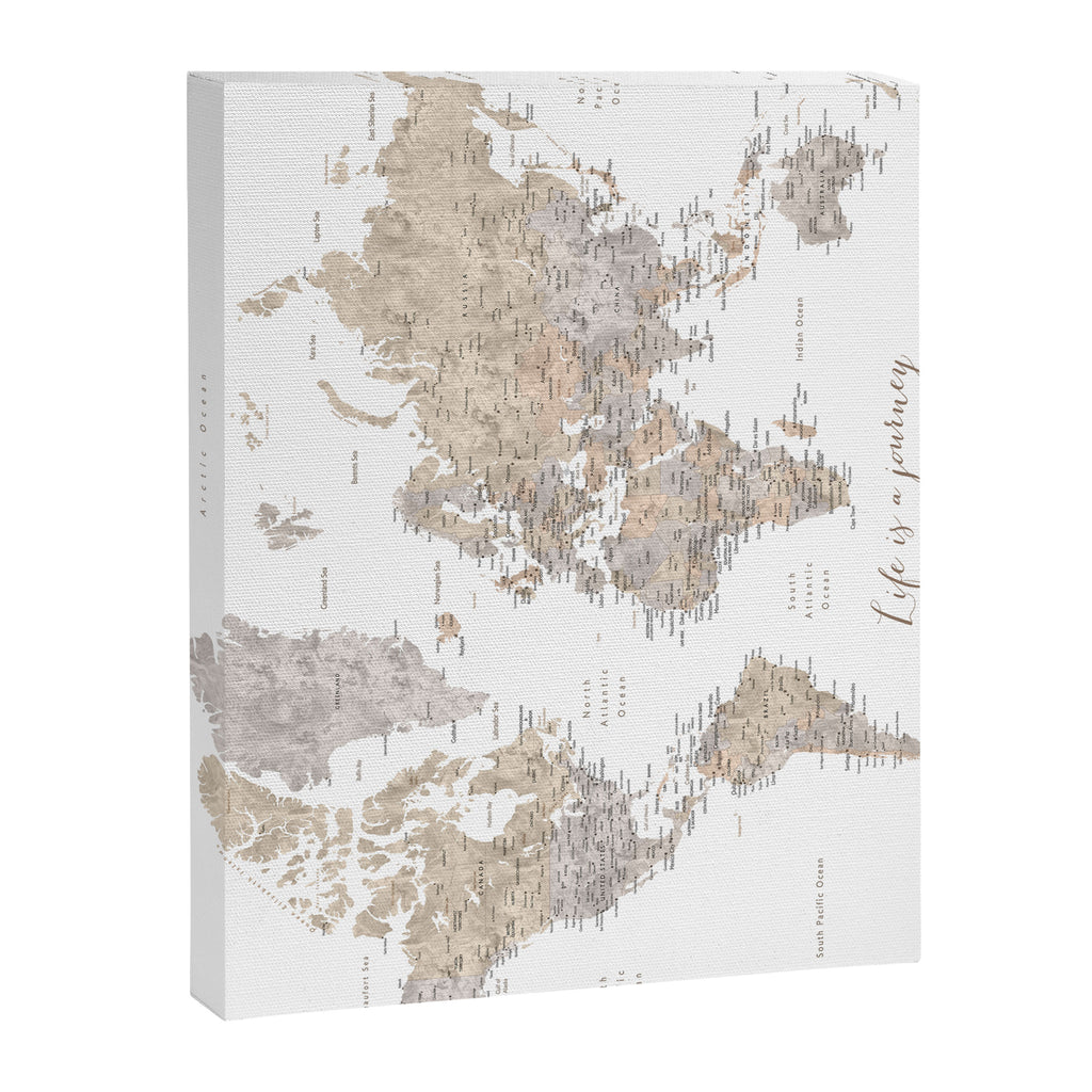 Life is a jouney best travelled together, world map, "Abey" Canvas Print Gallery Image 6