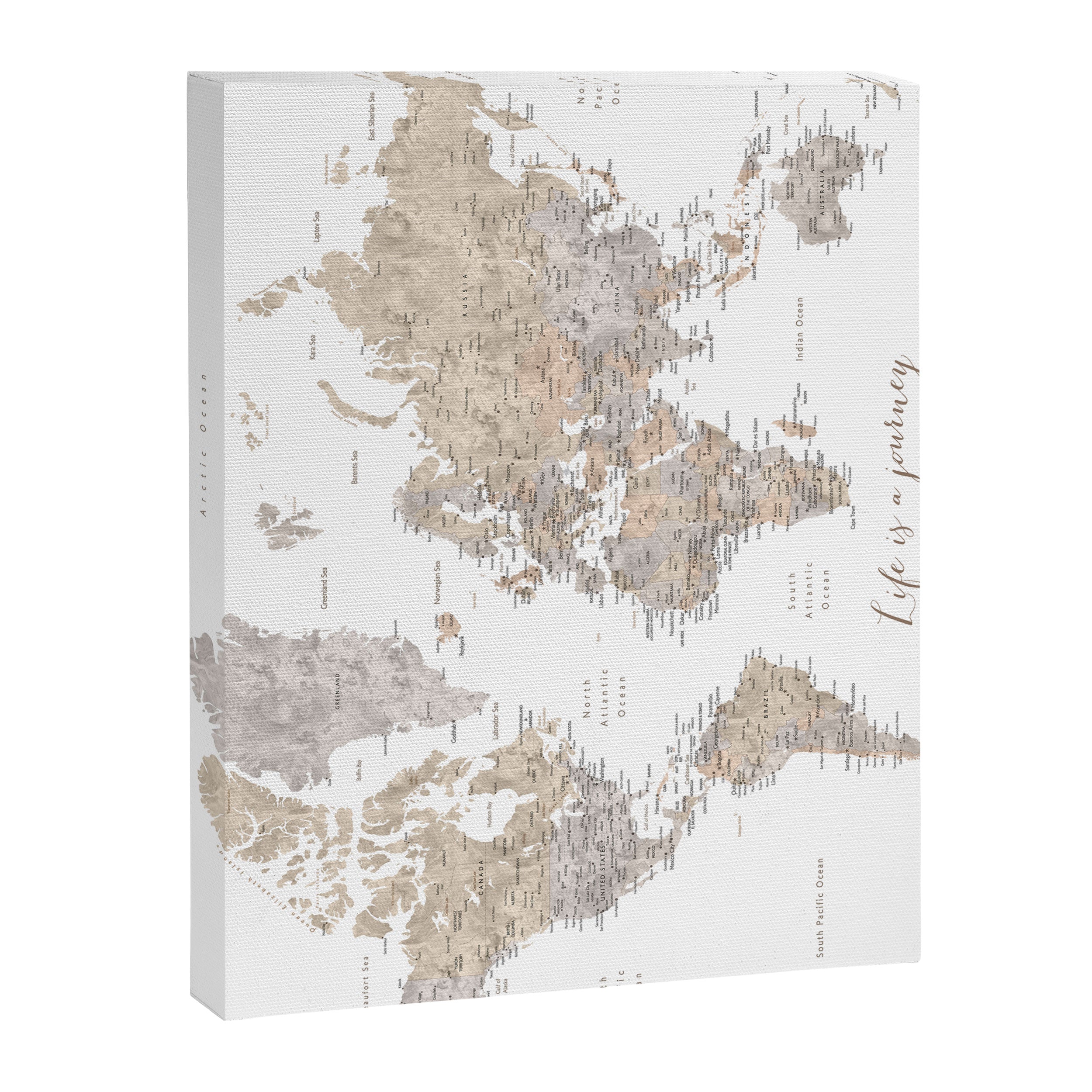 Life is a jouney best travelled together, world map, "Abey" Canvas Print Gallery Image 6
