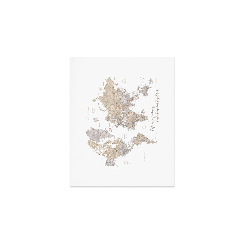 Life is a jouney best travelled together, world map, "Abey" Art Print Gallery Image 1