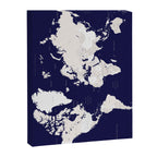 Navy blue and cream world map, "Austin" Canvas Print Gallery Image 6