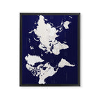 Navy blue and cream world map, "Austin" Framed Canvas Print Gallery Image 6