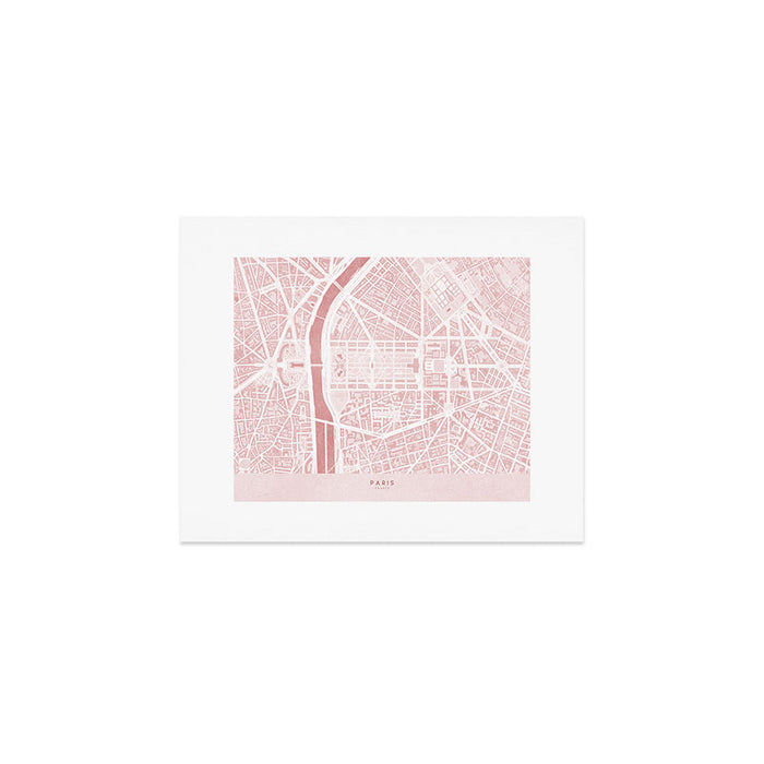 Pink map of Paris, Eiffel Tower Art Print Gallery Image 1