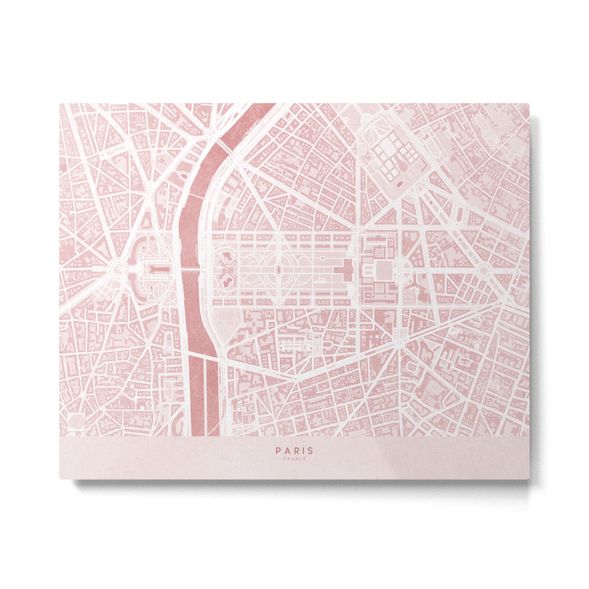 Pink map of Paris, Eiffel Tower Metal Print Gallery Image 4