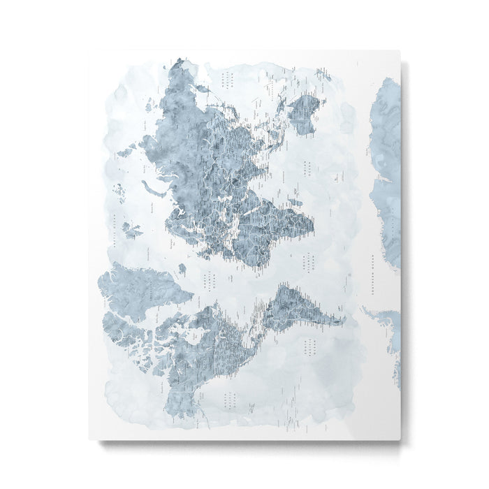 Steel watercolor detailed world map Raul Metal Print Gallery Image 1