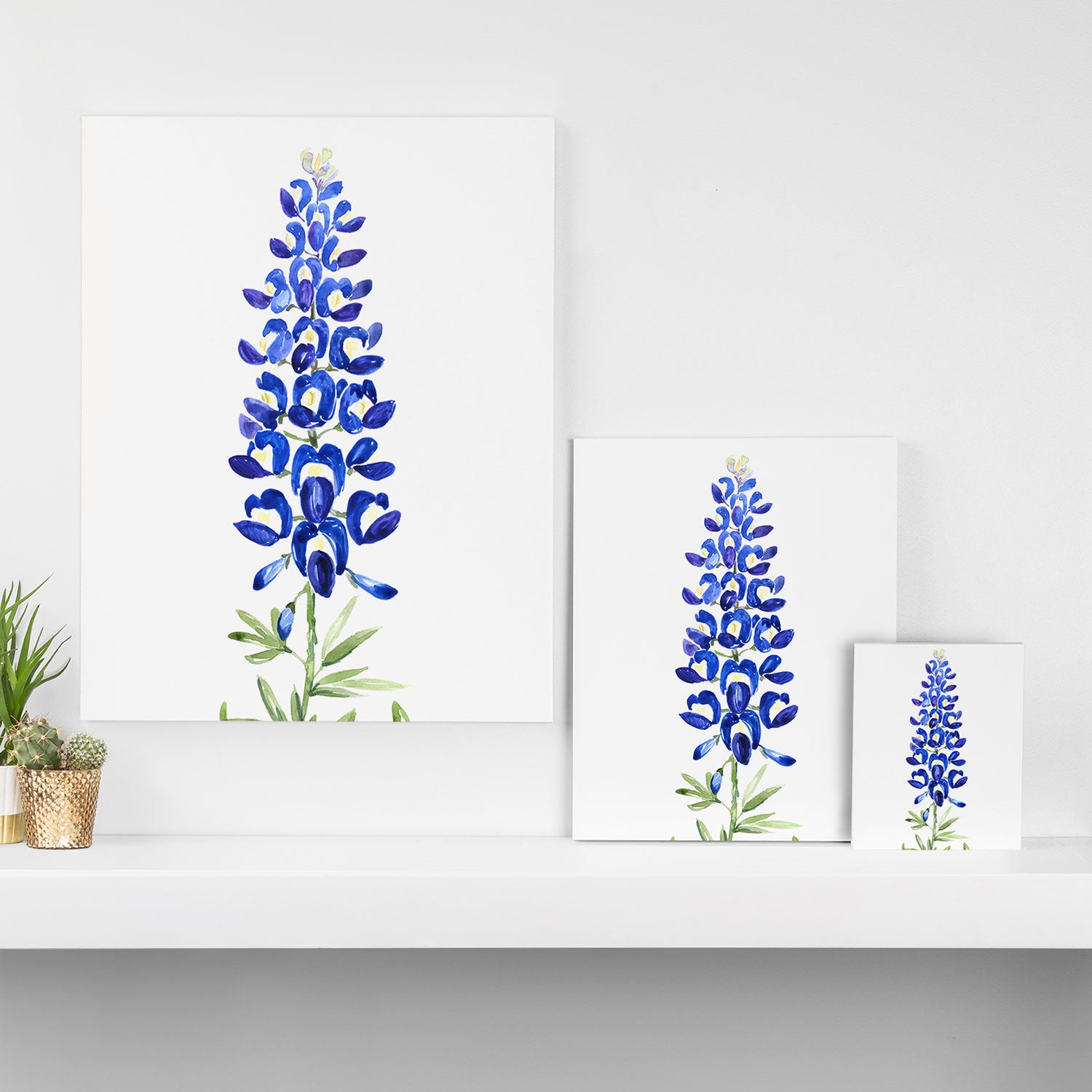 Texas bluebonnet in watercolor Canvas Print Gallery Image 3