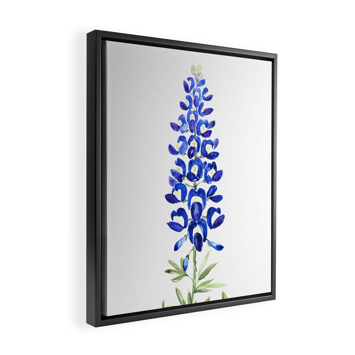 Texas bluebonnet in watercolor Framed Canvas Print Gallery Image 2