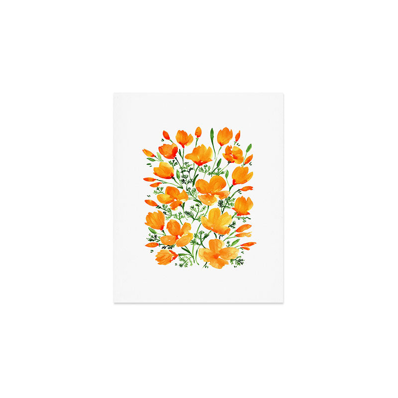 Watercolor California poppies Art Print Gallery Image 1