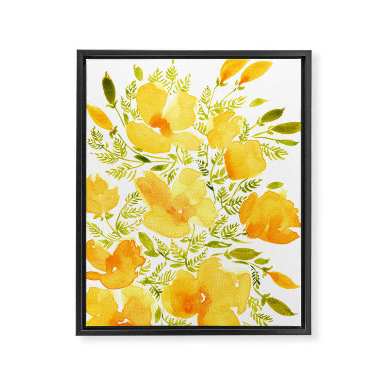 Watercolor California poppies (Quad set, #2) Framed Canvas Print Gallery Image 6