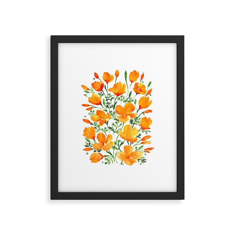 Watercolor California poppies Framed Art Print Gallery Image 5