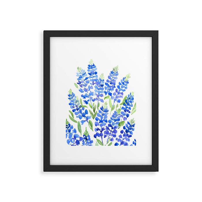 Watercolor Texas bluebonnets Framed Art Print Gallery Image 1